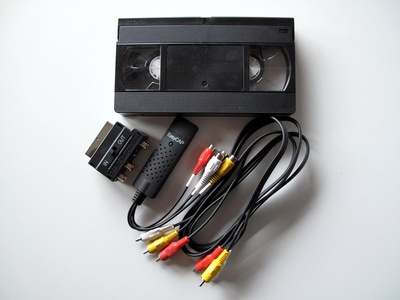 Videoband met videograbber en kabels