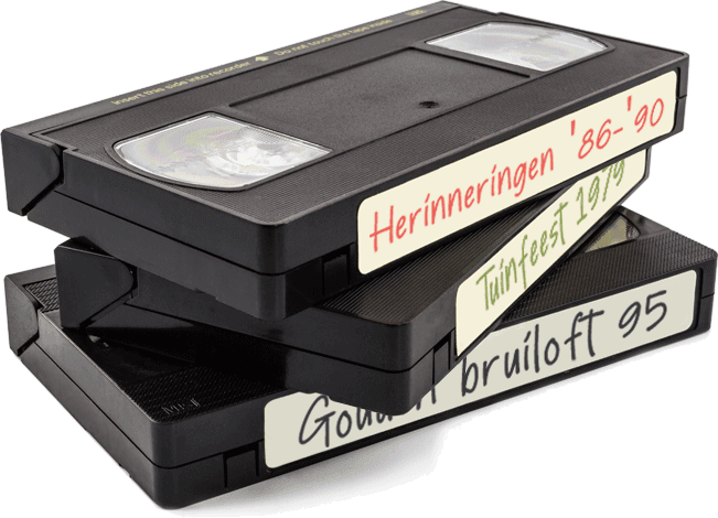 Drie gestapelde videobanden om te digitaliseren