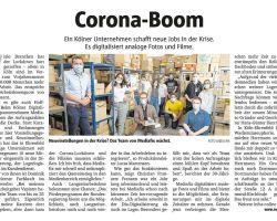 Artikel uit de krant Ruhrnachrichten van 09-07-2020: Coronaboom bij MEDIAFIX